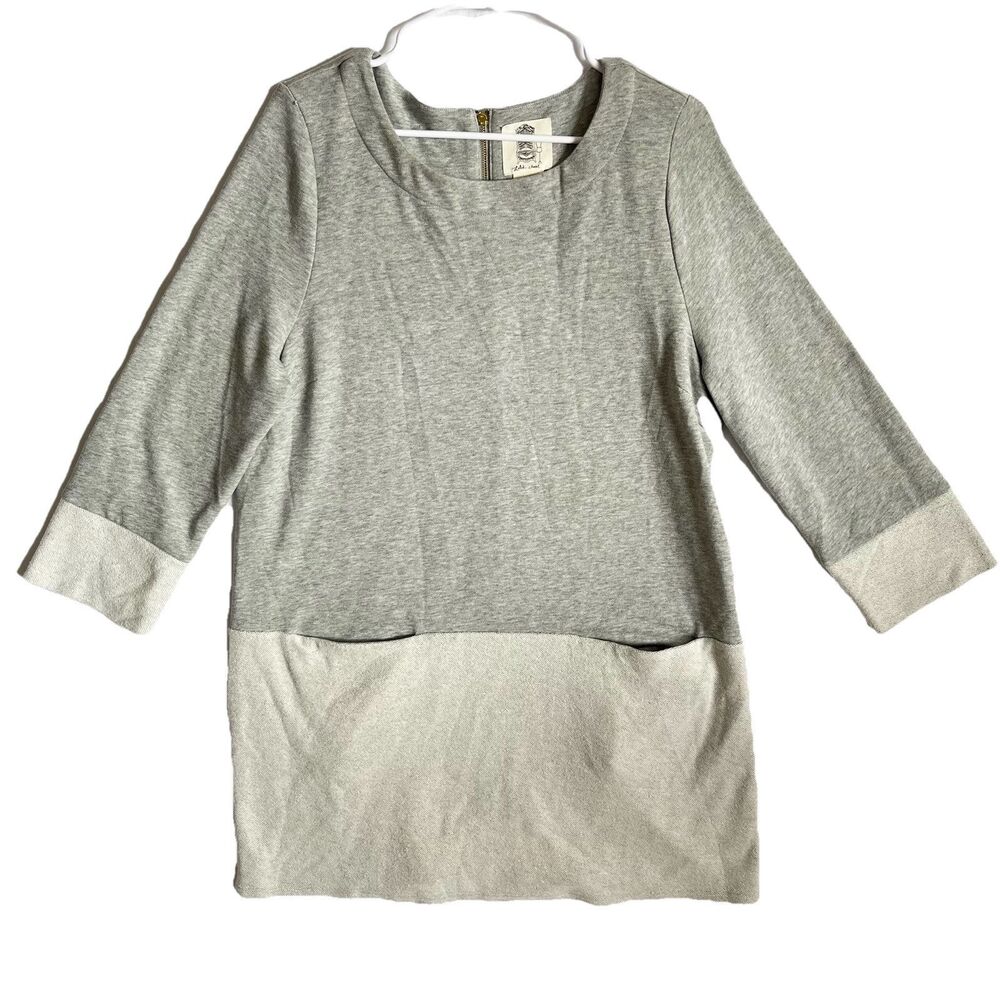 Lili's Closet Anthropologie Sz L Gray Sweatshirt Tunic Dress Pockets Casual